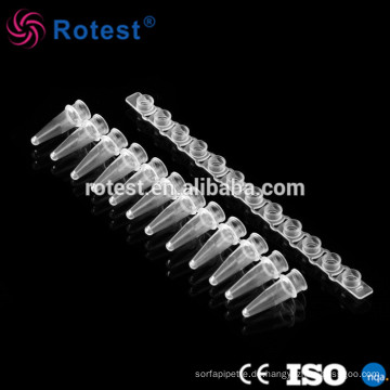 0,2-ml-12-Streifen-PCR-Röhrchen mit optischer Flachkappe